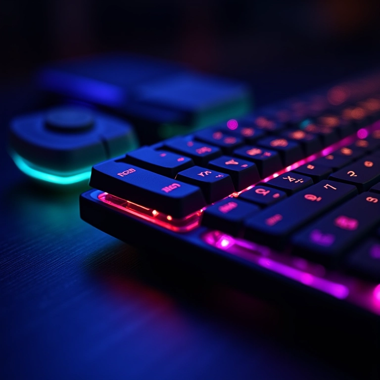 Efeitos de iluminação dinâmicos em um teclado gamer controlado por SignalRGB.