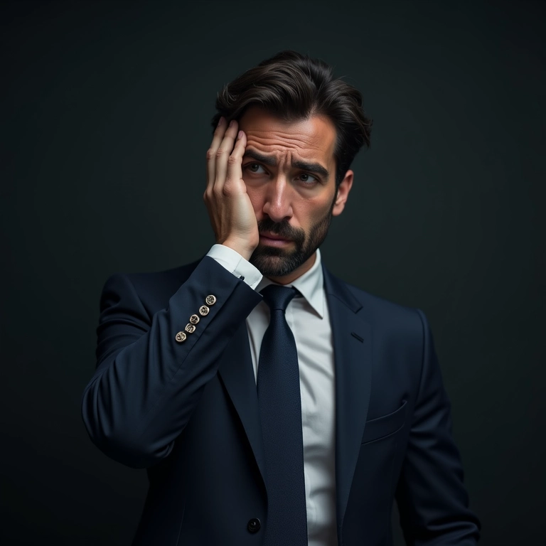 Empresário preocupado com as desvantagens do backorder de domínios.