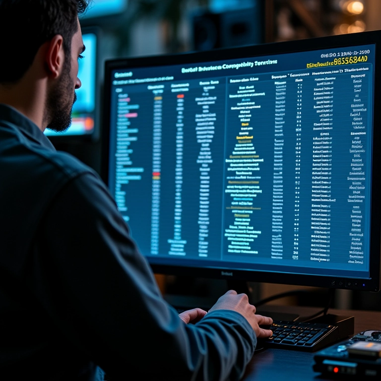 Engenheiro analisando compatibilidade de chipsets em placa mãe.