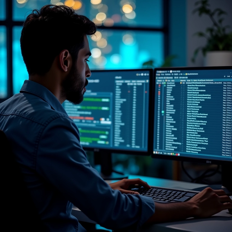 Engenheiro de rede analisando pacotes com Wireshark.