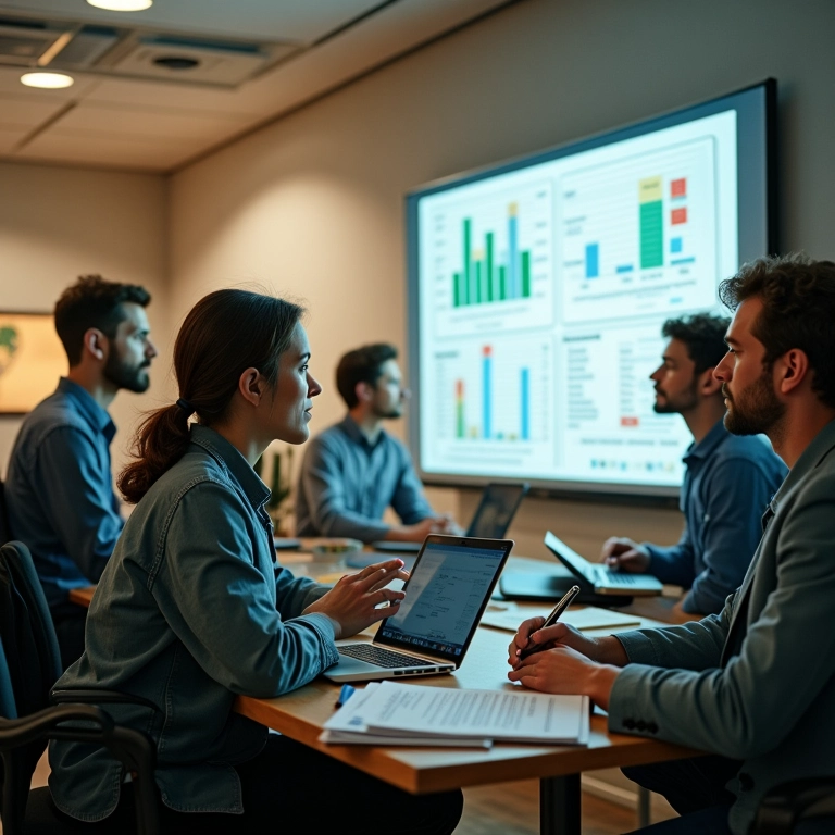 Equipe analisando métricas Kanban.