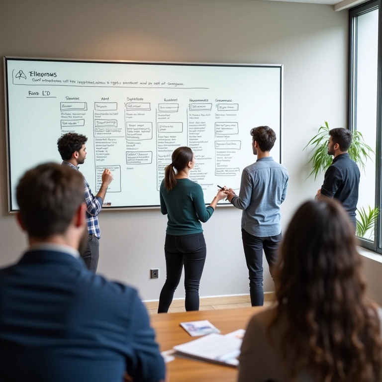 Equipe criando regras claras para grupo no Telegram.