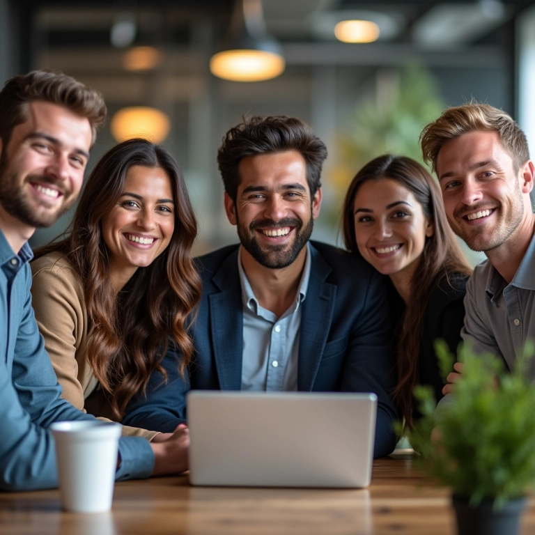 Equipe de startup brasileira comemorando o lançamento de um app com Supabase.
