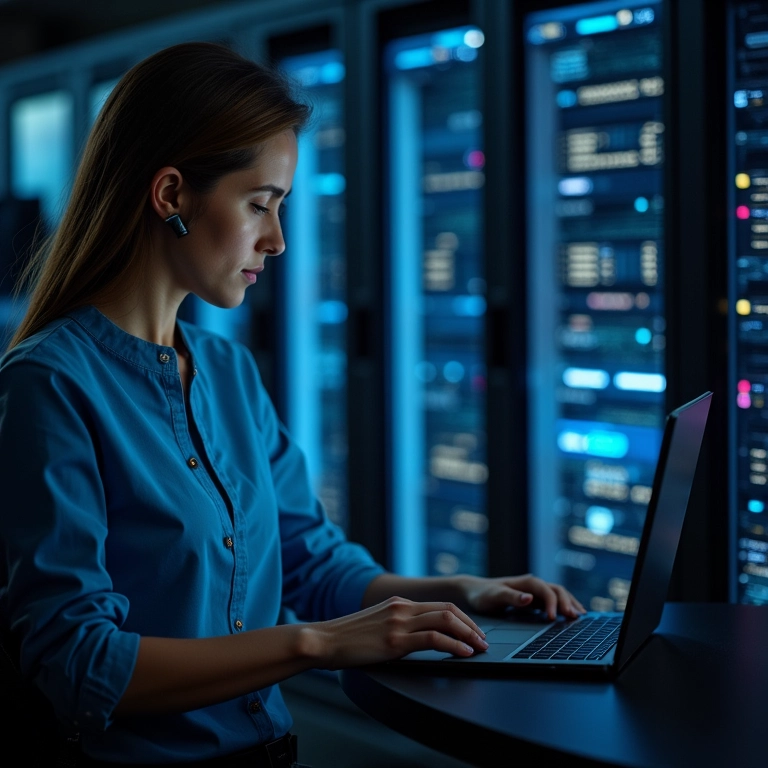 Equipe de suporte técnico auxiliando cliente via videoconferência.