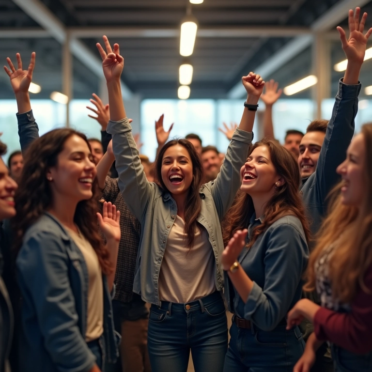 Equipe DevOps comemorando uma implantação bem-sucedida.