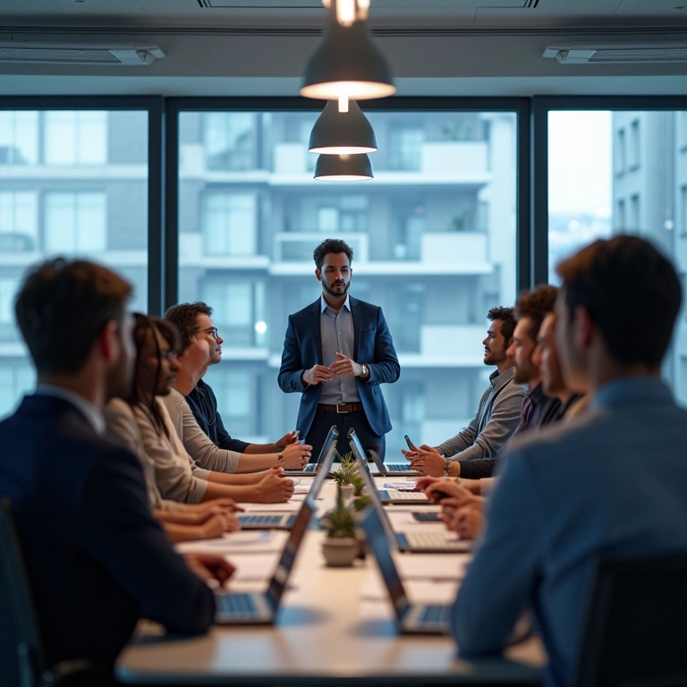 Equipe diversa colaborando com serviços de computação em nuvem.