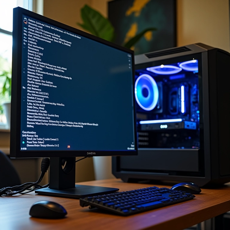 Especificações de processadores exibidas em um monitor.