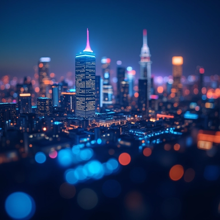 Fluxo de programação assíncrona com skyline urbano ao fundo, representando operações assíncronas em ASPNET Core.