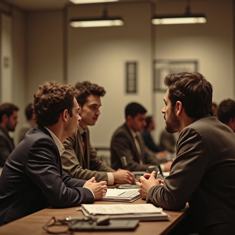 Foto antiga dos pioneiros da internet debatendo protocolos descentralizados.