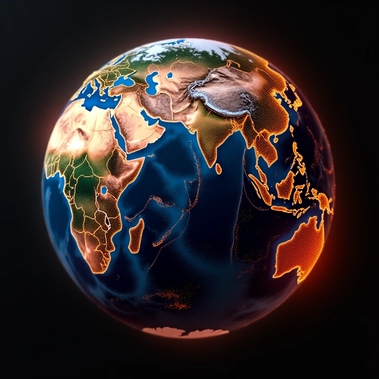 Globo terrestre com pontos de dados interconectados, simbolizando a compatibilidade universal do JSON.