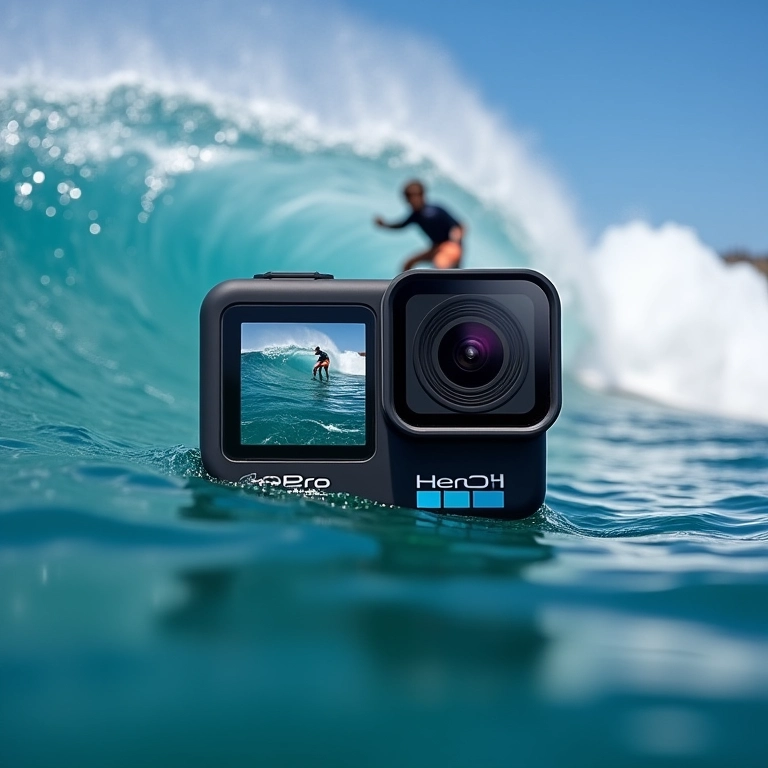 GoPro Hero 14 Black usando IA para editar vídeo de surfista.