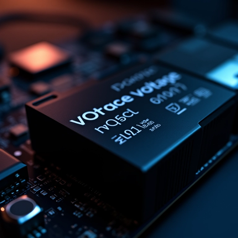 GPU moderna com configurações de voltagem otimizadas para undervolt exibidas em um monitor.