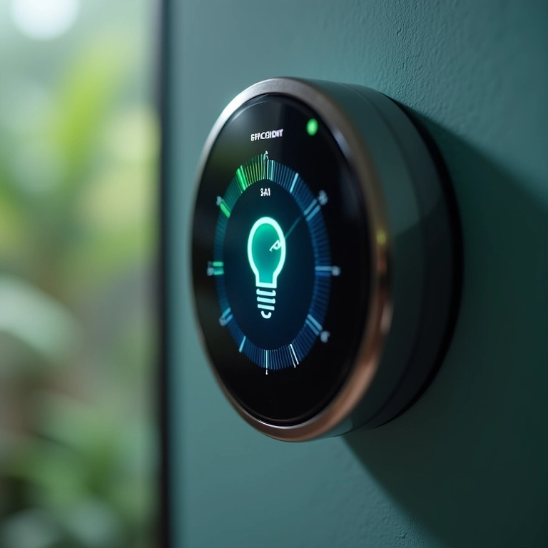 Gráfico de consumo de energia em um termostato inteligente, ilustrando a eficiência energética.