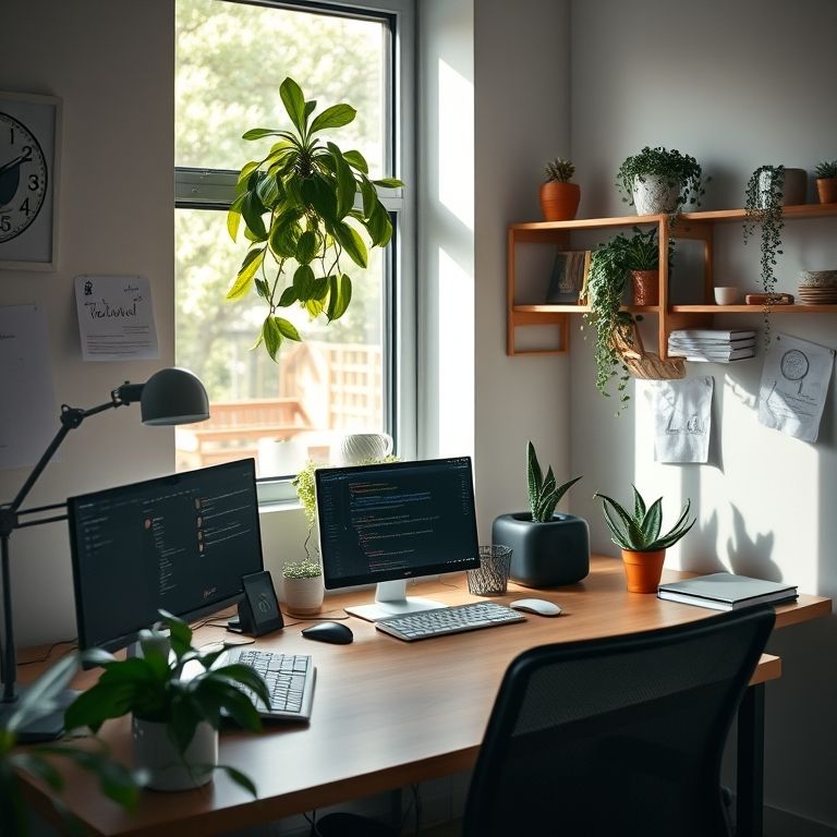 Home office organizado e livre de distrações.