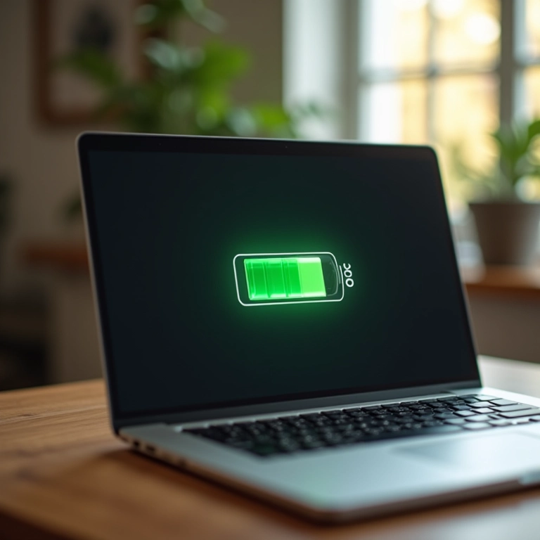 Ícone de bateria de notebook mostrando status de carregamento.