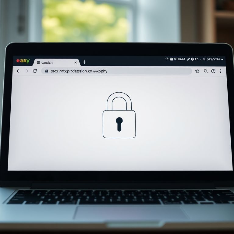 Ícone de cadeado em site seguro no laptop.