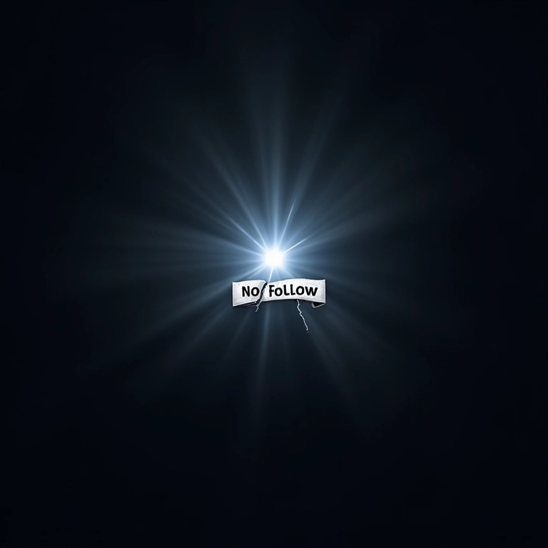 Ícone de link quebrado com tag 'nofollow', simbolizando sites não confiáveis.