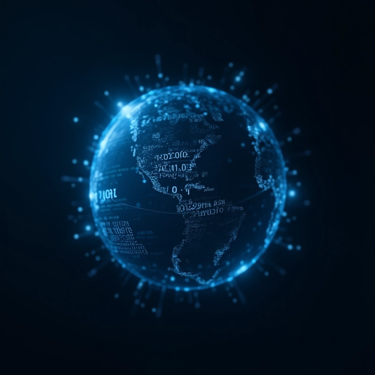 Ícone de serialização e desserialização de dados com código binário, representando a transformação de dados em APIs ASPNET Core.