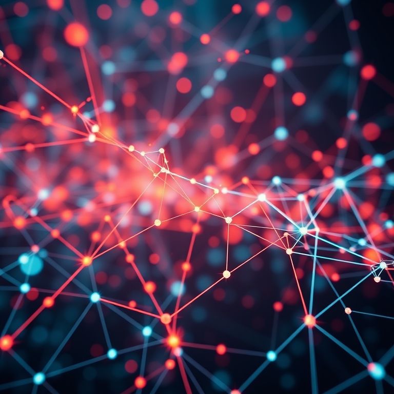 Ilustração abstrata de uma estrutura de dados com nós interconectados.