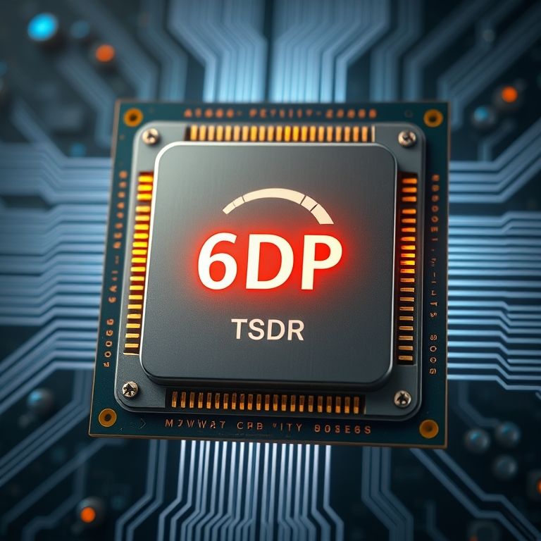 Ilustração de um processador mostrando o consumo de energia (TDP).