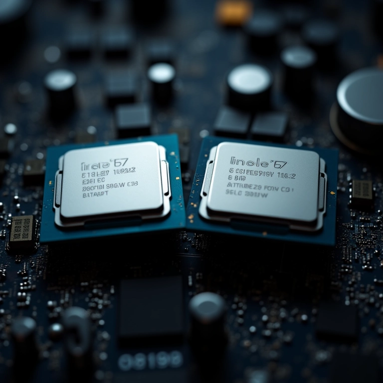 Imagem dividida comparando um processador i5 com um i7.