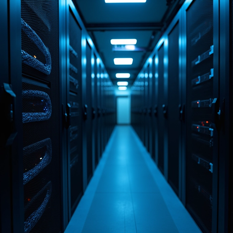 Infraestrutura de telecomunicações robusta em data center paulista.