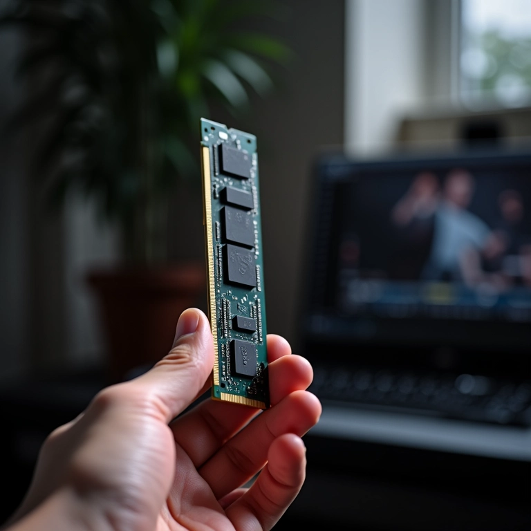 Instalando memória RAM de alta velocidade para edição de vídeo.