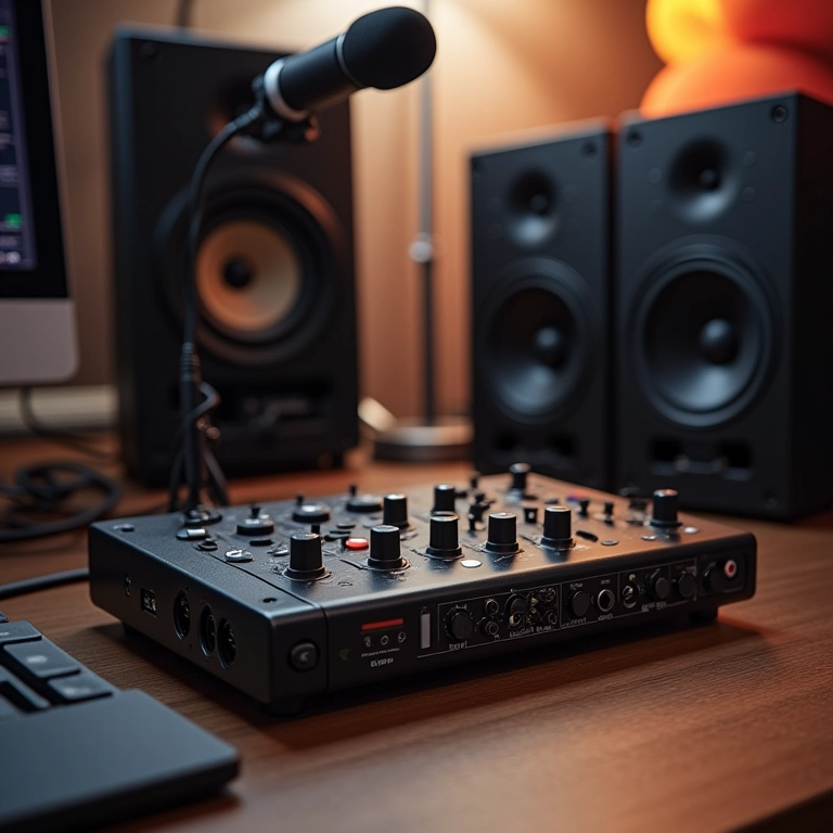 Interface de áudio profissional para estúdio.