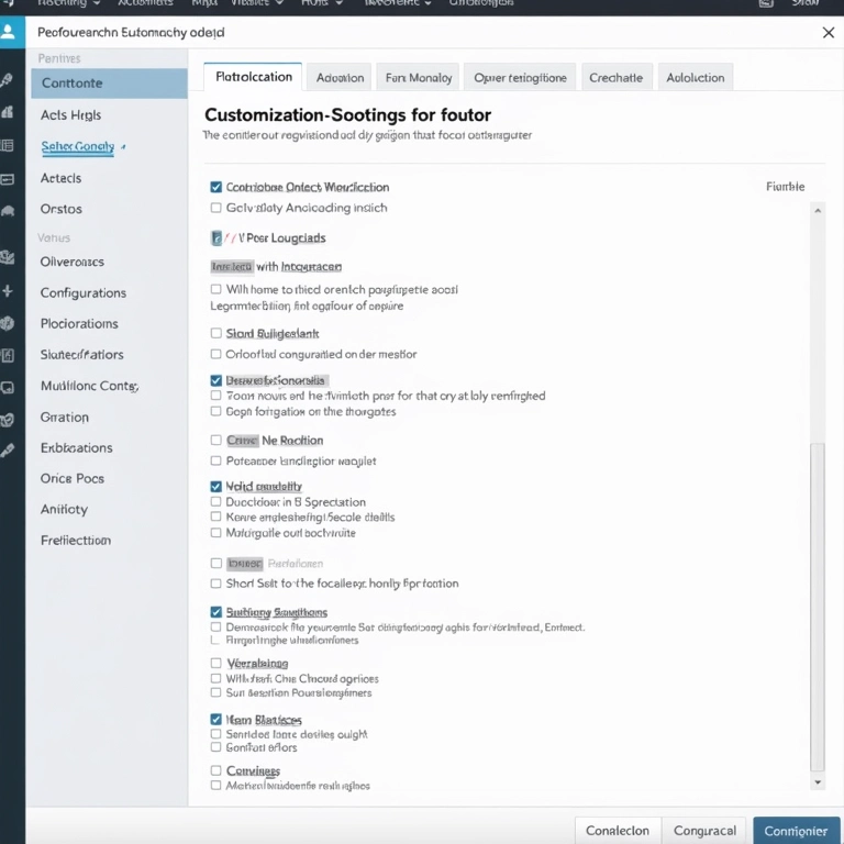 Interface de opções de personalização de hospedagem com várias configurações.