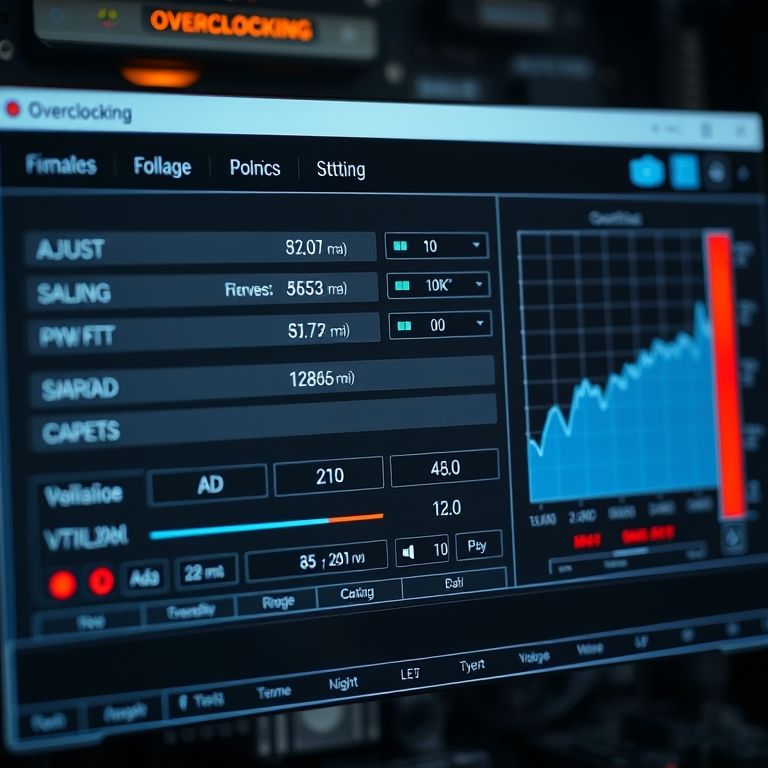 Interface de software de overclocking com ajustes de CPU.