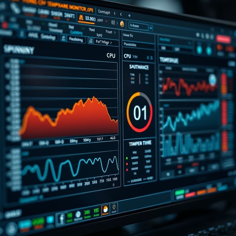 Interface de software monitorando a temperatura da CPU em tempo real.