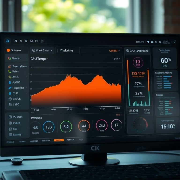 Interface de software mostrando o monitoramento da temperatura da CPU.