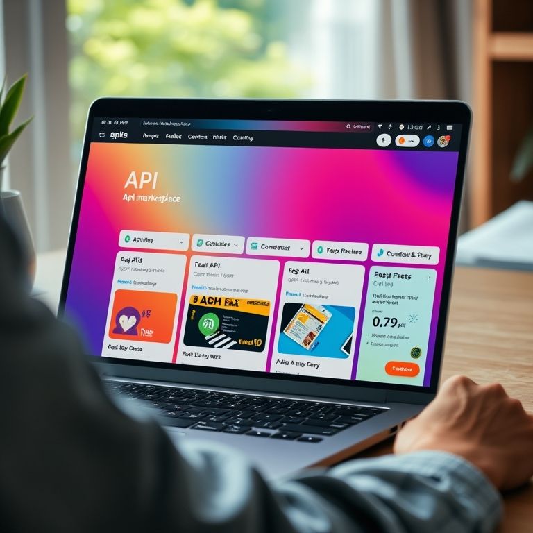 Interface de um API Marketplace mostrando APIs como produtos.