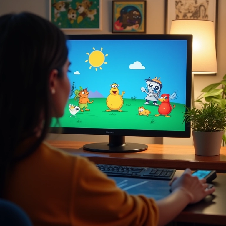 Interface do Scratch mostrando uma animação interativa sendo visualizada.