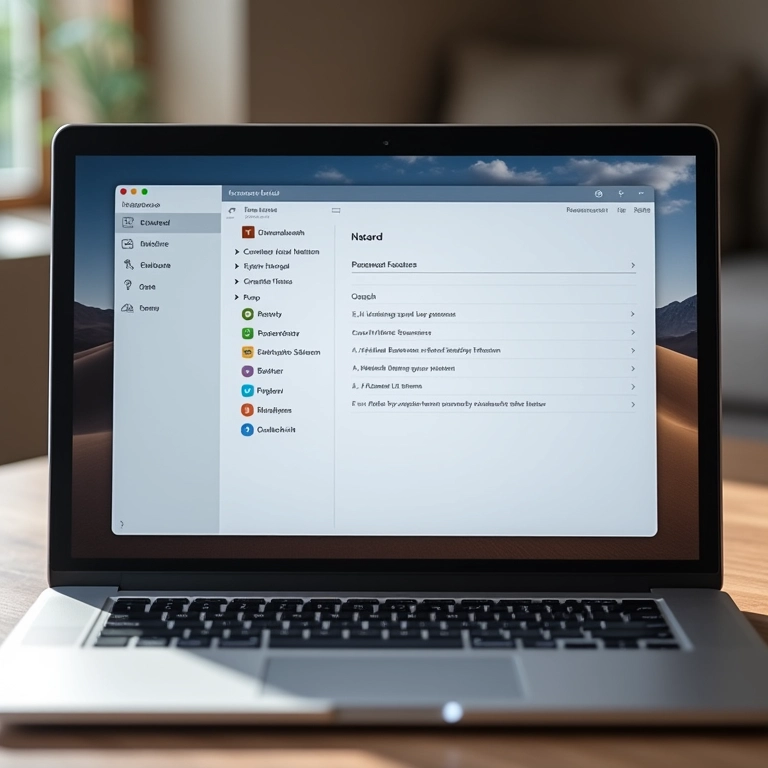 Interface elegante do 1Password exibida em um laptop moderno.