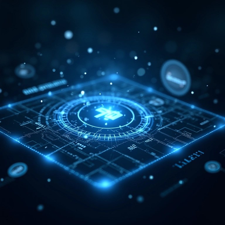 Interface futurista mostrando o futuro do AT Protocol.