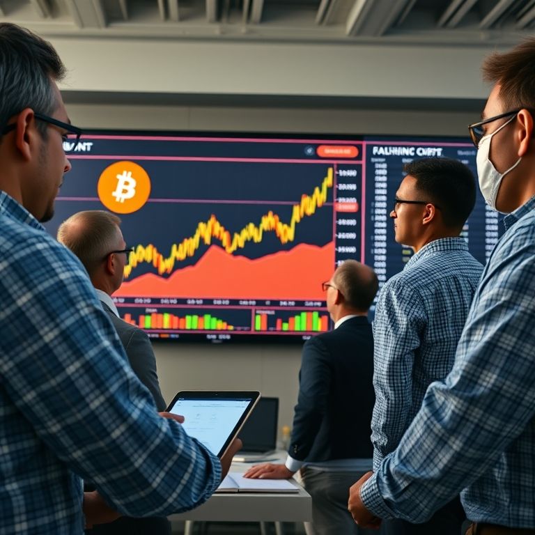 Investidores analisando gráficos de Bitcoin e outras criptomoedas.