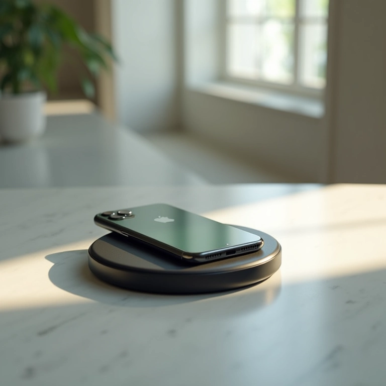 iPhone 17 carregando sem fio, sem entradas visíveis.