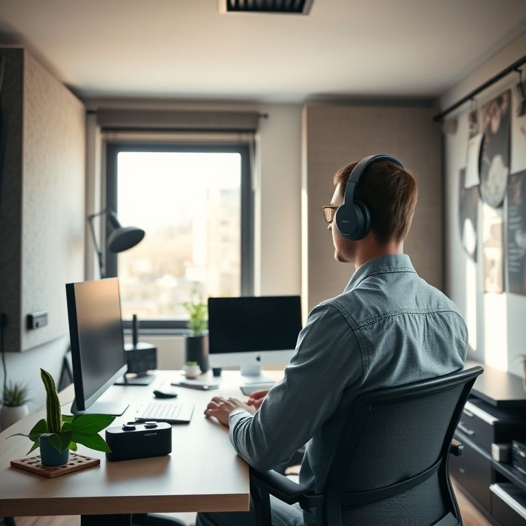 Isolamento acústico em home office para maior concentração.
