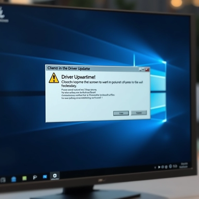 Janela de atualização de driver com aviso de erro.
