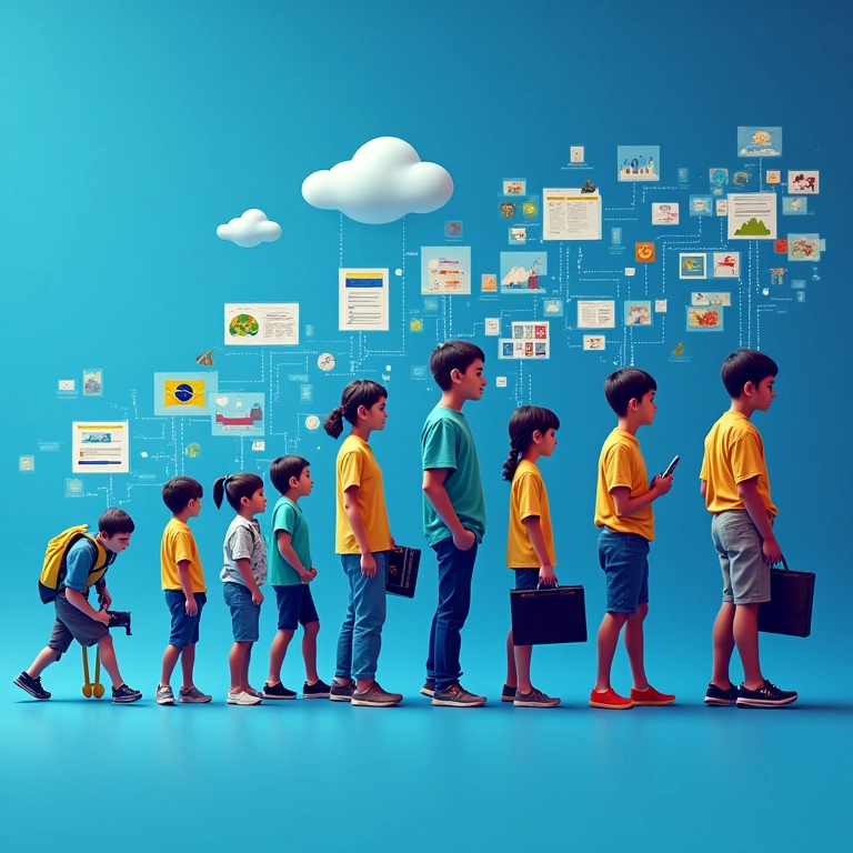 Linha do tempo da evolução do compartilhamento de arquivos.