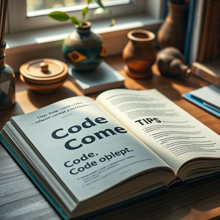 Livro 'Código Completo' aberto com dicas de programação.