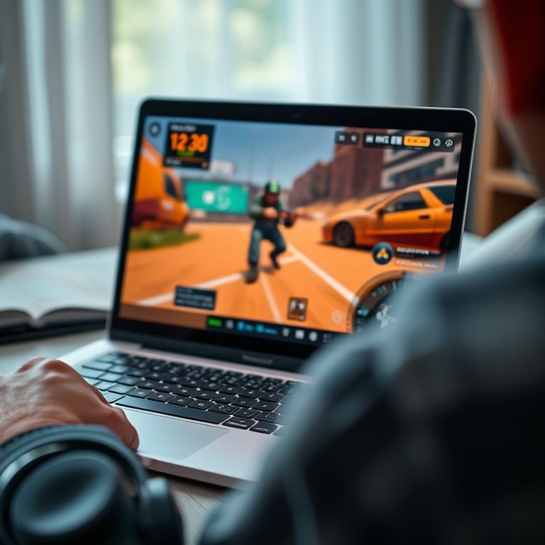 MacBook Pro com chip Apple M2 usado para streaming de jogos.