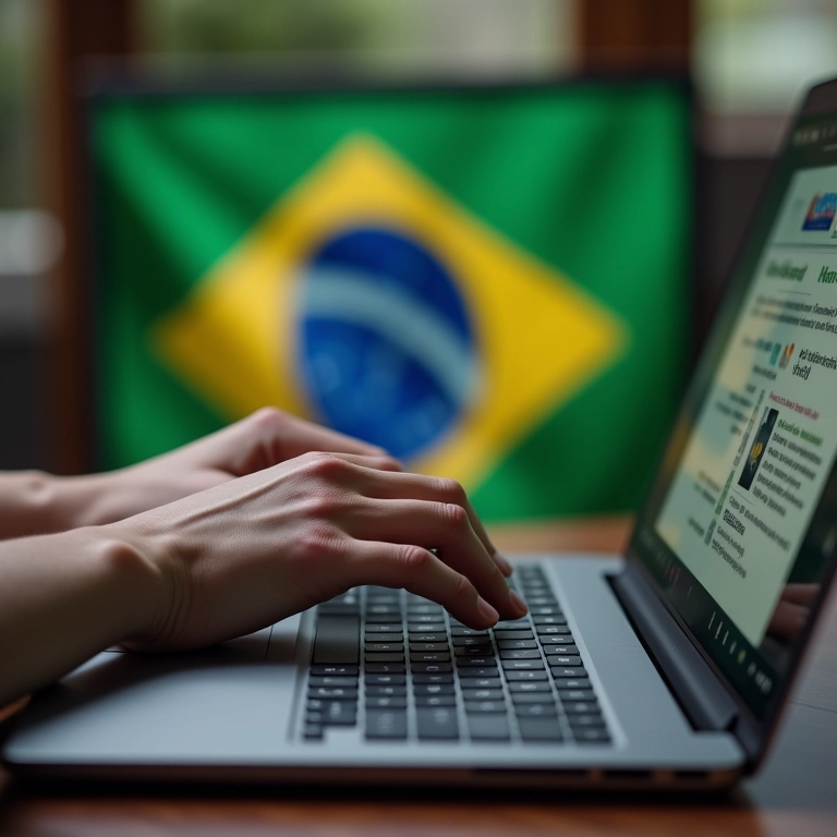 Mão digitando em laptop com máscara anônima sobreposta.