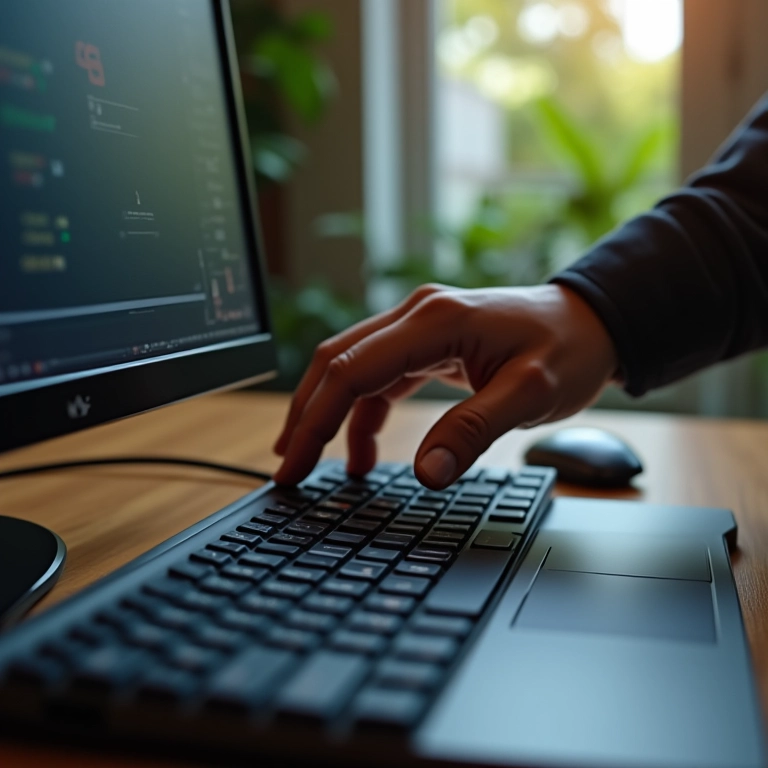 Mão iniciando um teste de benchmark no HD Tune em um computador.