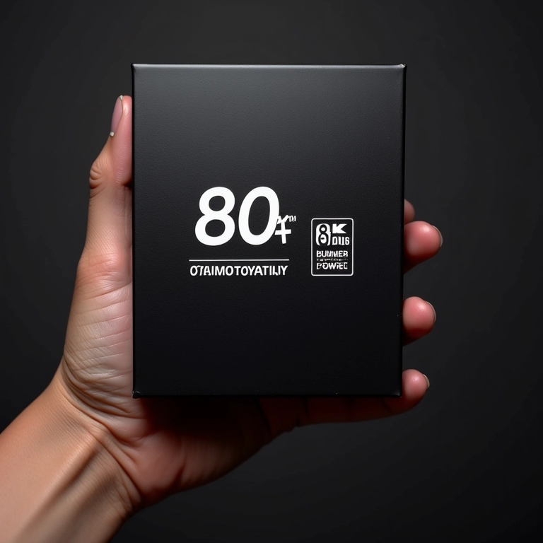 Mão segurando caixa de fonte ATX 3.0 com selo 80 Plus.