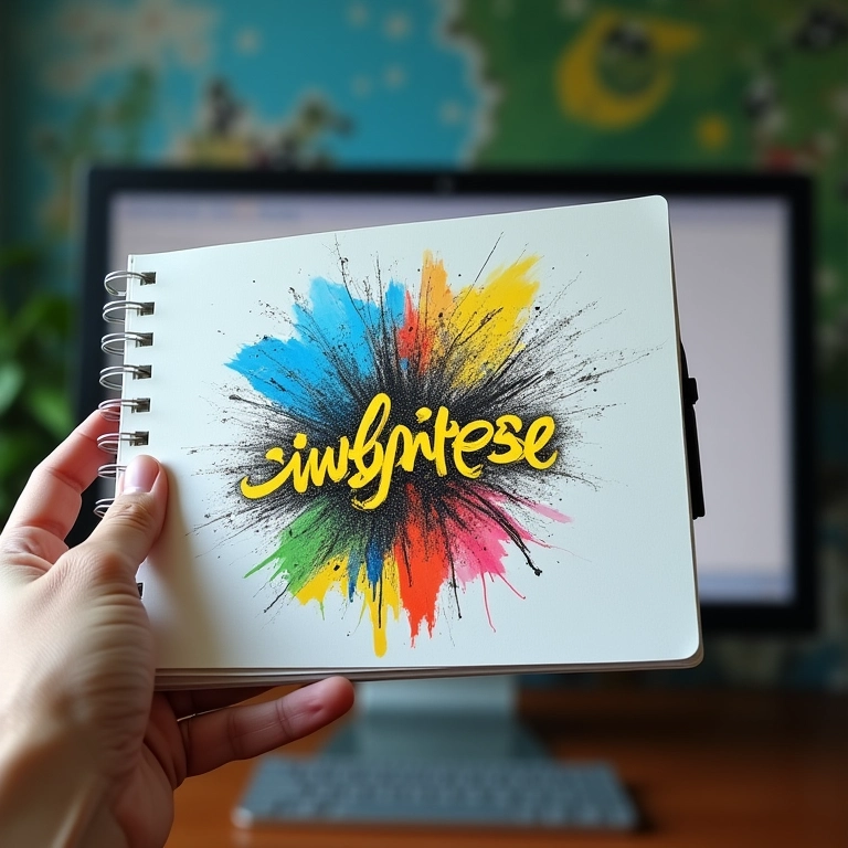 Mão segurando croqui original ao lado de dados raspados, 'inspire-se'.