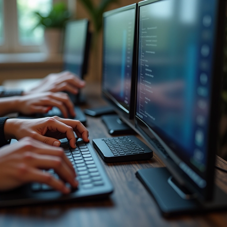 Mãos escolhendo dock stations online, representando a diversidade de necessidades.