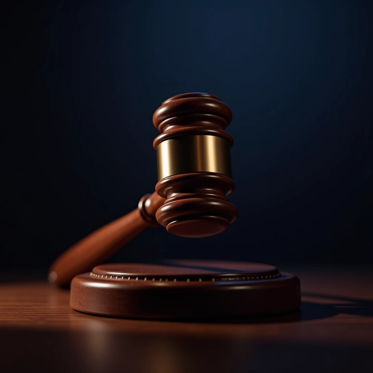 Martelo de leilão batendo em um domínio, representando leilões e disputas.