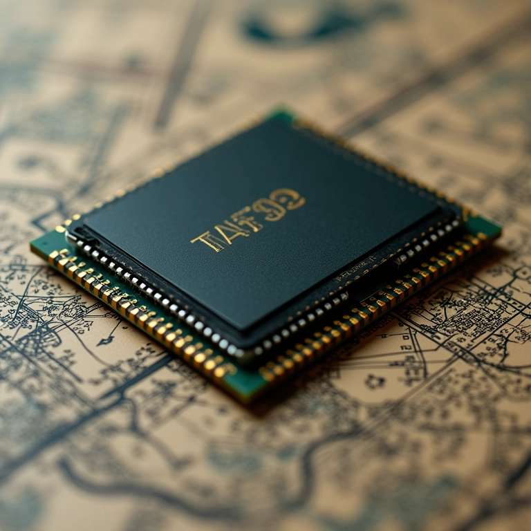 Memória cache do processador com esquemas de carros antigos.